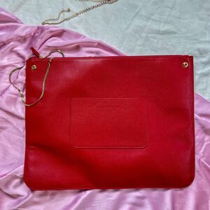 Authentic Lulu Dharma Red Vegan Leather Laptop Case with Buckle Detail